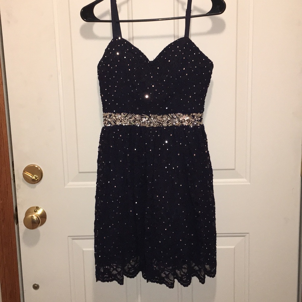 Blue sequined dress